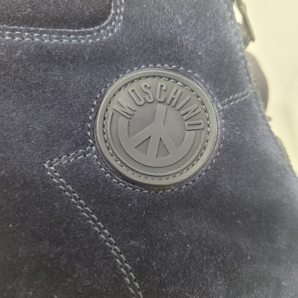 Moschino Men's Navy High-Top Sneakers Size 46/11.5 Made Italy - Picture 12 of 14